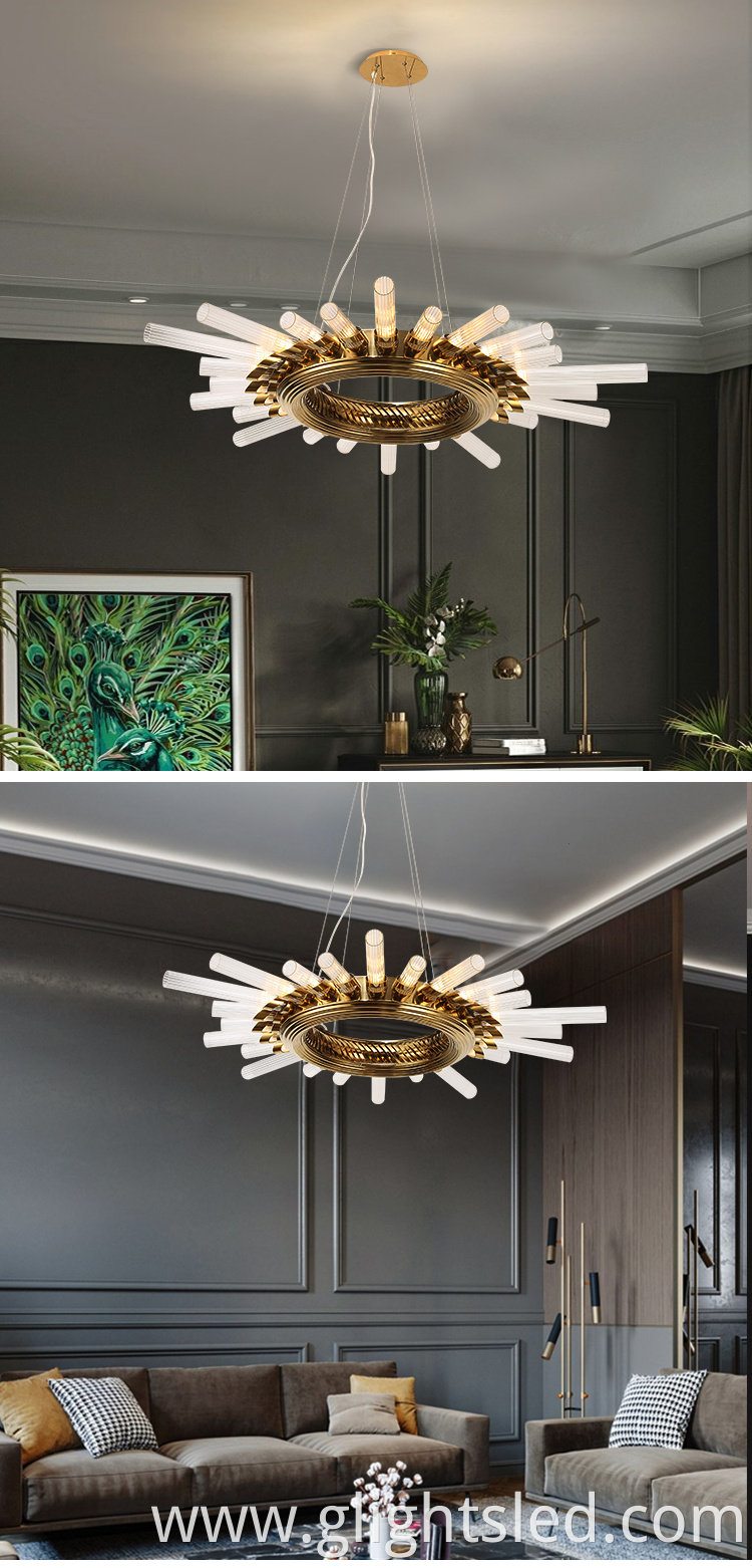 G-Lights Modern Designer Home Lighting Living Room Round Glass Led Chandelier Pendant Light